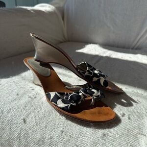 Coach Havana Black White Bow Sandals